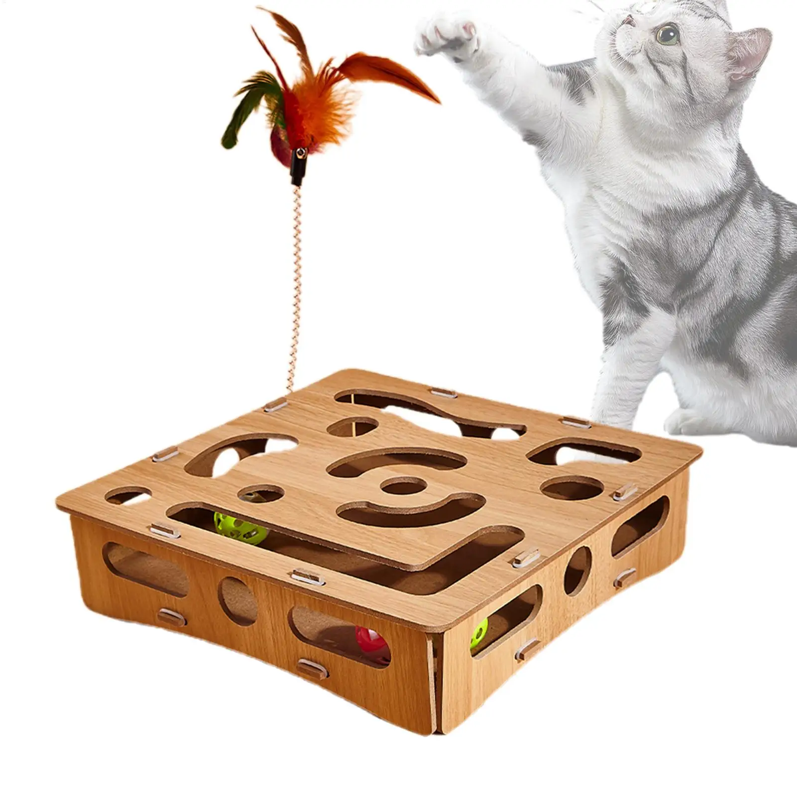 

Puzzles For Cats Kitten Maze Box Wood Puzzle Play Enrichment Supplies Indoor Cats Kittens Maze Box For Boredom Relieving