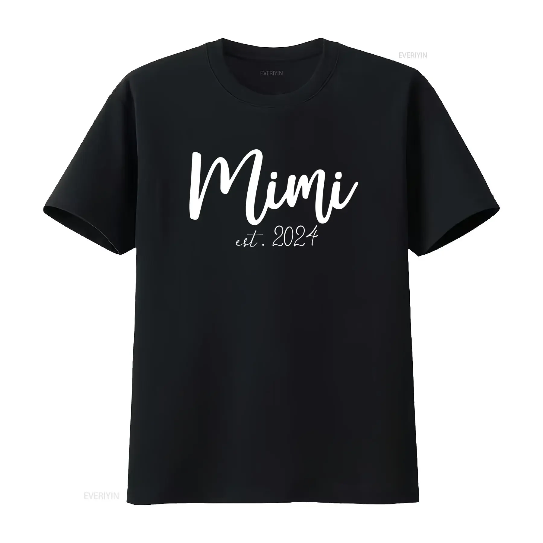 Minimalist Cursive Mimi Est 2024 Print Casual T Shirt vintage Washed streetwear Top For Everyday Wear designer clothes Stylish