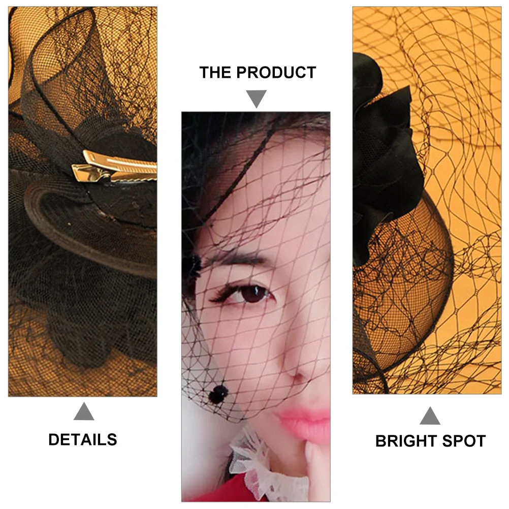 

Net Tulle Fascinator Hat Clip for Women Wedding Prom Party Banquet Halloween Event Elegant Party Fascinator Hairpin with Veil