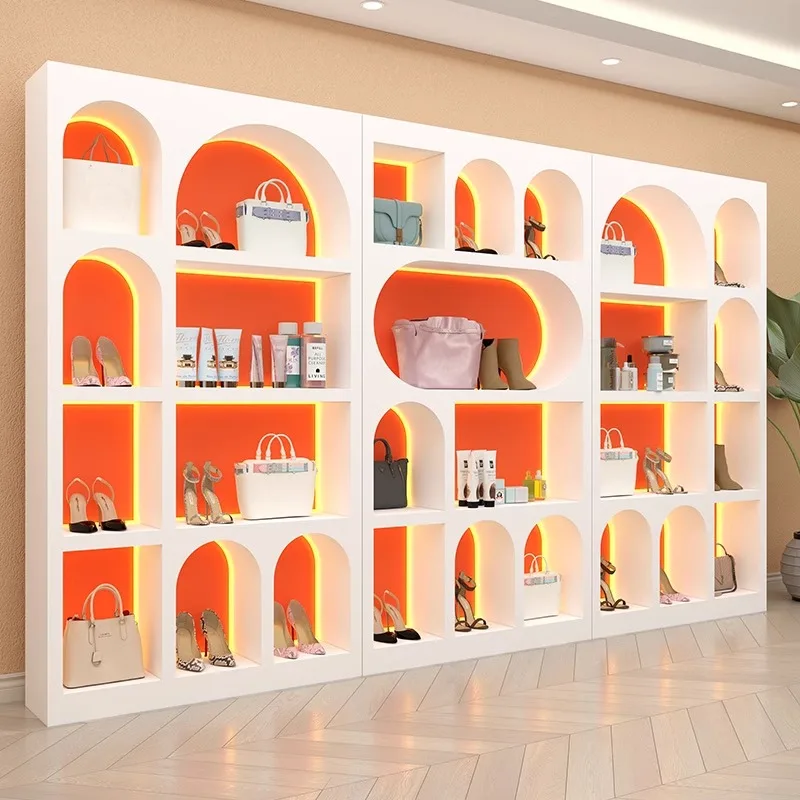 YTYIN خزانة طلاء الأظافر عرض موقف عرض مستحضرات التجميل لأكياس الأحذية ومستحضرات التجميل حامل عرض متعدد الاستخدامات لمنتجات الجمال