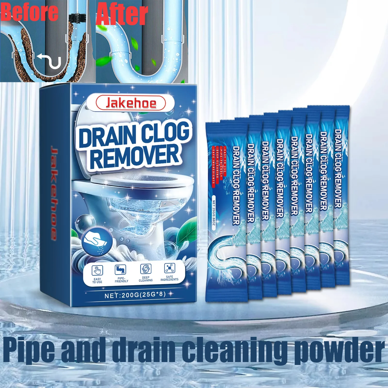 

Pipe And Drain Cleaner Powder High-Efficiency Unclogging Deodorizing And Cleaning Powder For Toilet Kitchen And Bathroom Drains