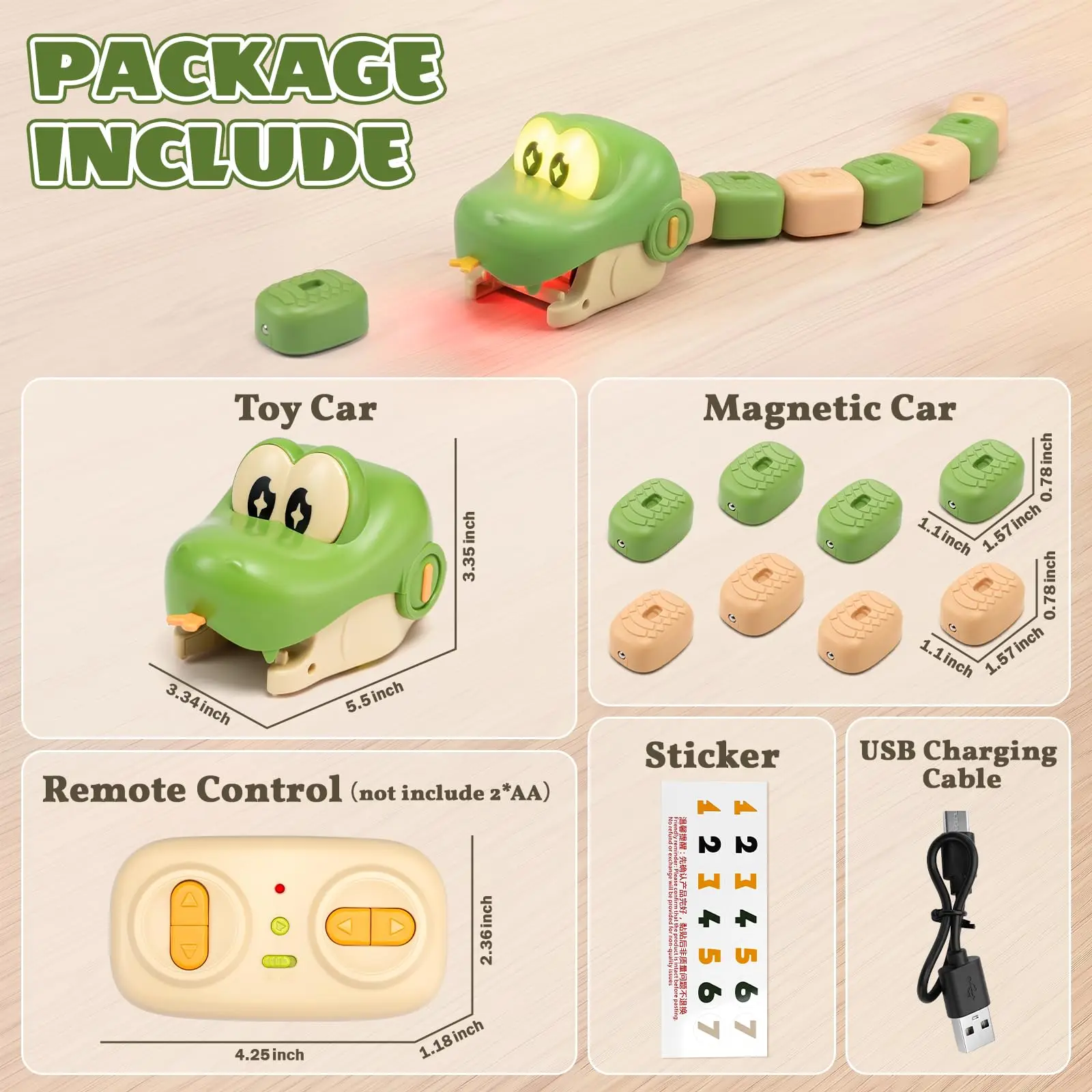 2 PCS RC Magnetic Eating Snake Remote Control Car Toy Animal Greedy Bean Devouring Car Interactive Christmas Birthday Party Gift gallery 5
