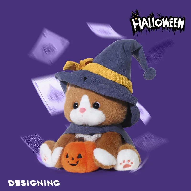 New Halloween Wizard pumpkin Cat with Cute Cartoon cat and Soft Doll are the Best Gifts for Girls and Children Room Decoration