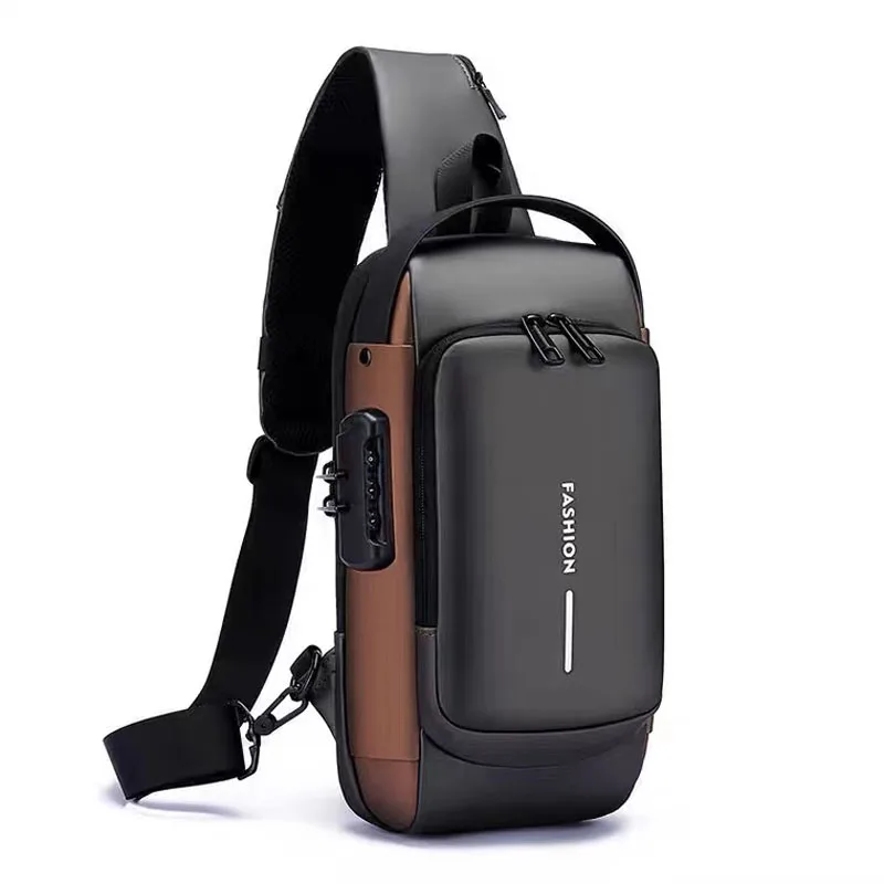 

Men Bag High Quality Chest Bag USB Charging Password Lock Causal Travel Chest Shoulder Bag Male Fashion Crossbody Packs