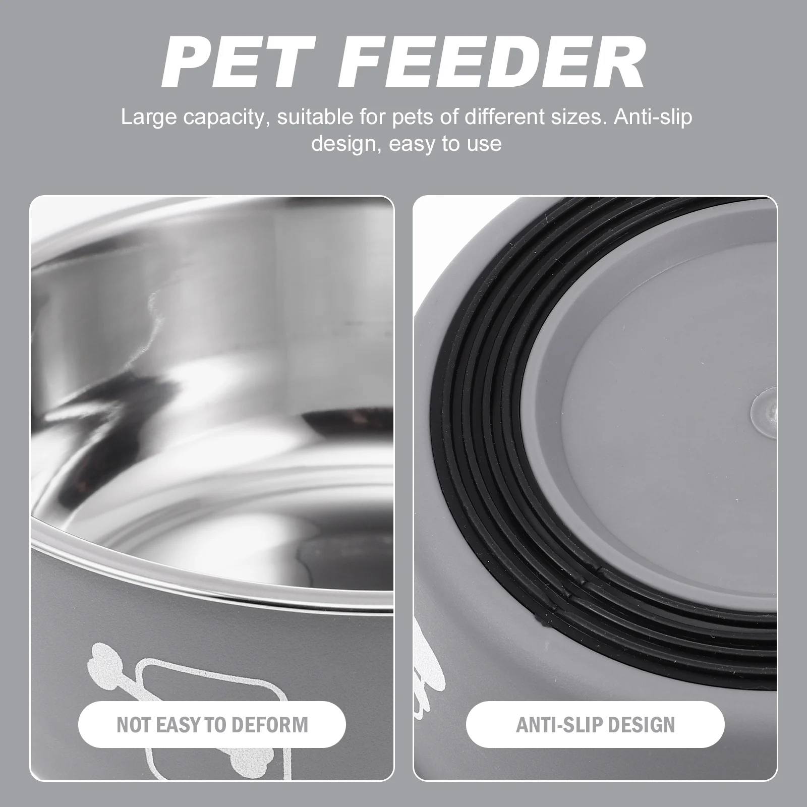 

Pet Bowls for Small Dogs Anti-slip Puppy Cat Feeder Kitten Feeding Metal Food Grey