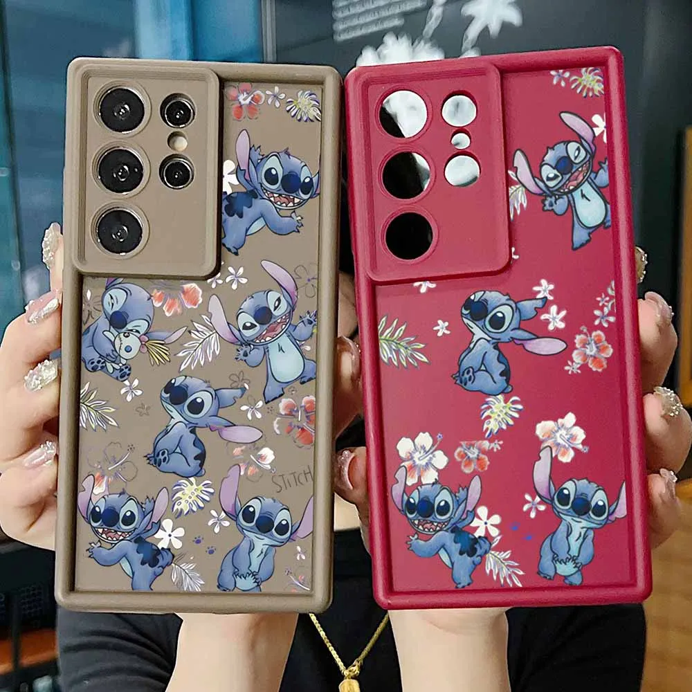 ديزني غرزة الزهور لسامسونج غالاكسي S25 S24 S23 S22 S21 S20 زائد الترا FE لايت العين سلم جراب هاتف