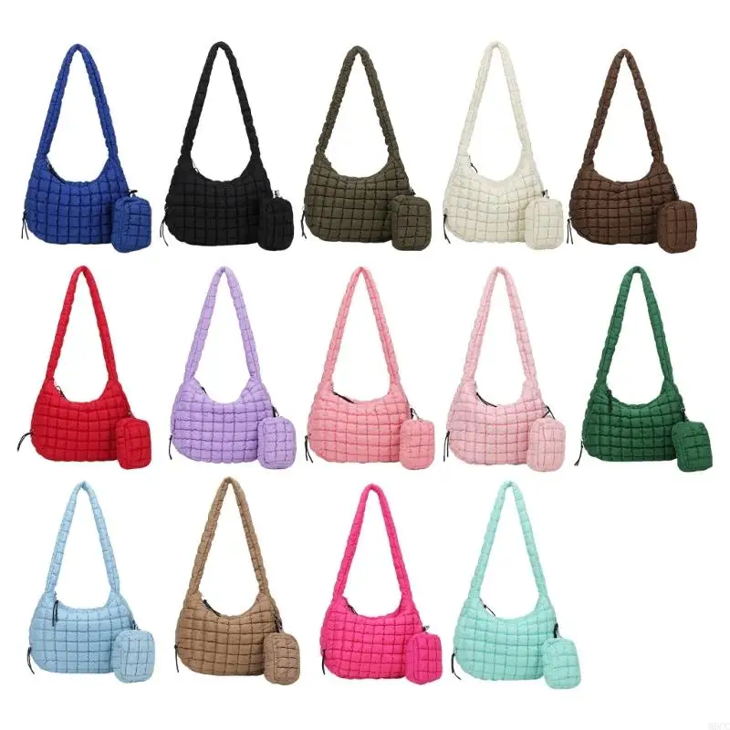 M6CC Multipurpose puffer schoudertas voor vrouwen grote crossbody handtas met portemonnee