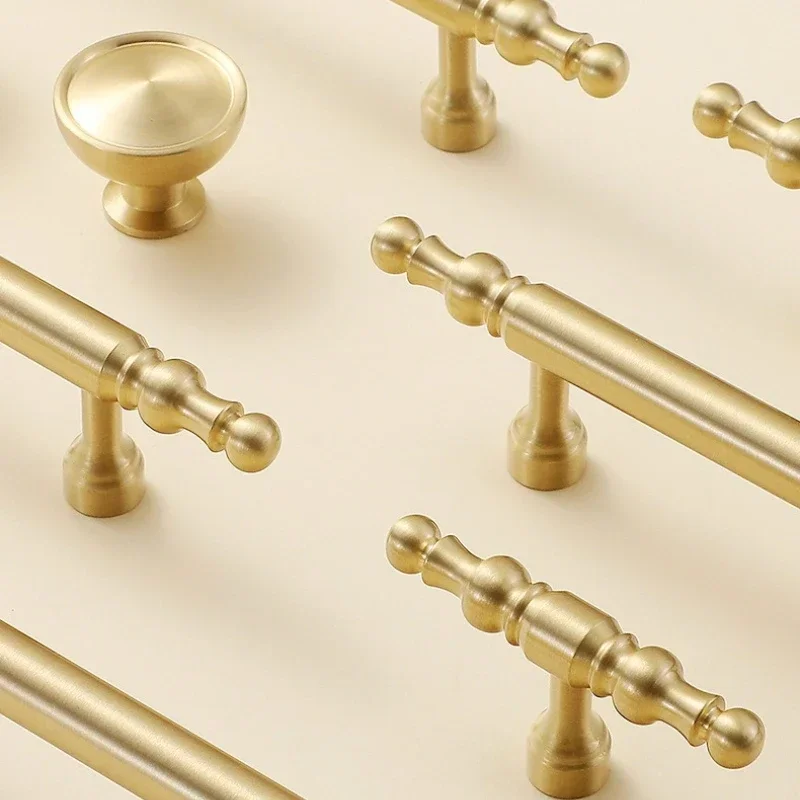 Light Luxury Solid Handles Gold Beautiful Cabinet Door Knob Brass French Cabinet Handle Wardrobe Drawer Shoe Cabinet Long Handle