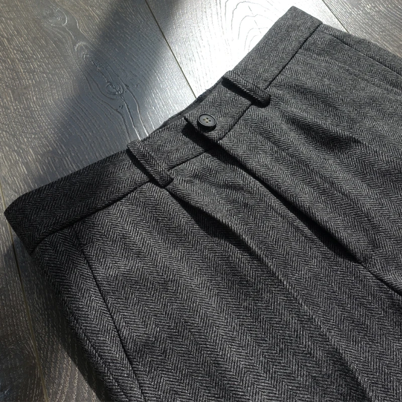 

Шерстяные брюки CAILW прямого кроя с узором Fibone, с одной складкой, из твида, в стиле ретро, повседневные, зимние, деловые, для джентльменов, костюмные