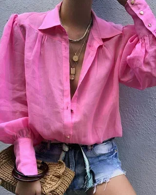 Lantern Sleeve Vintage Blouses Shirts For Women Spring Autumn Top Female Clothing Fashion Casual Blusas Femme 2025