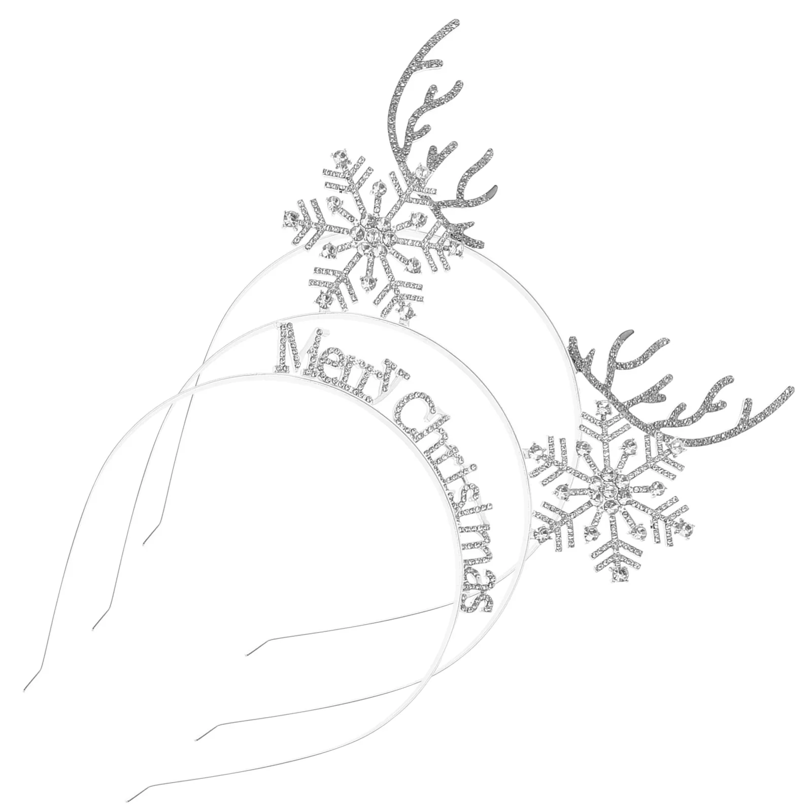 

3pcs Christmas Antler Snowflake Headb Shiny Women Adult Alloy Hair Accessories Graceful Design Holiday Role Play