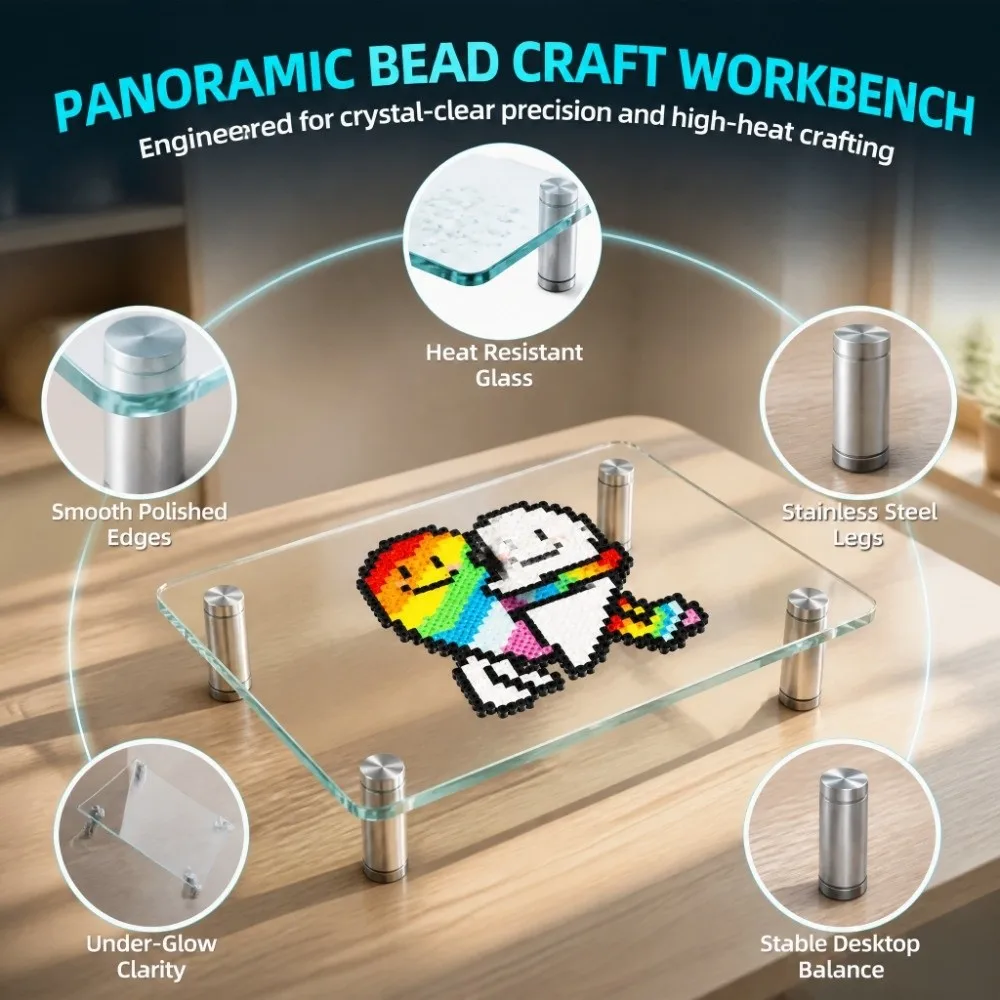 High Temperature Resistant Fuse Beads Workbench Thickened Tempered Glass Ironing Board Heat Dissipation Thick Ironing Tool