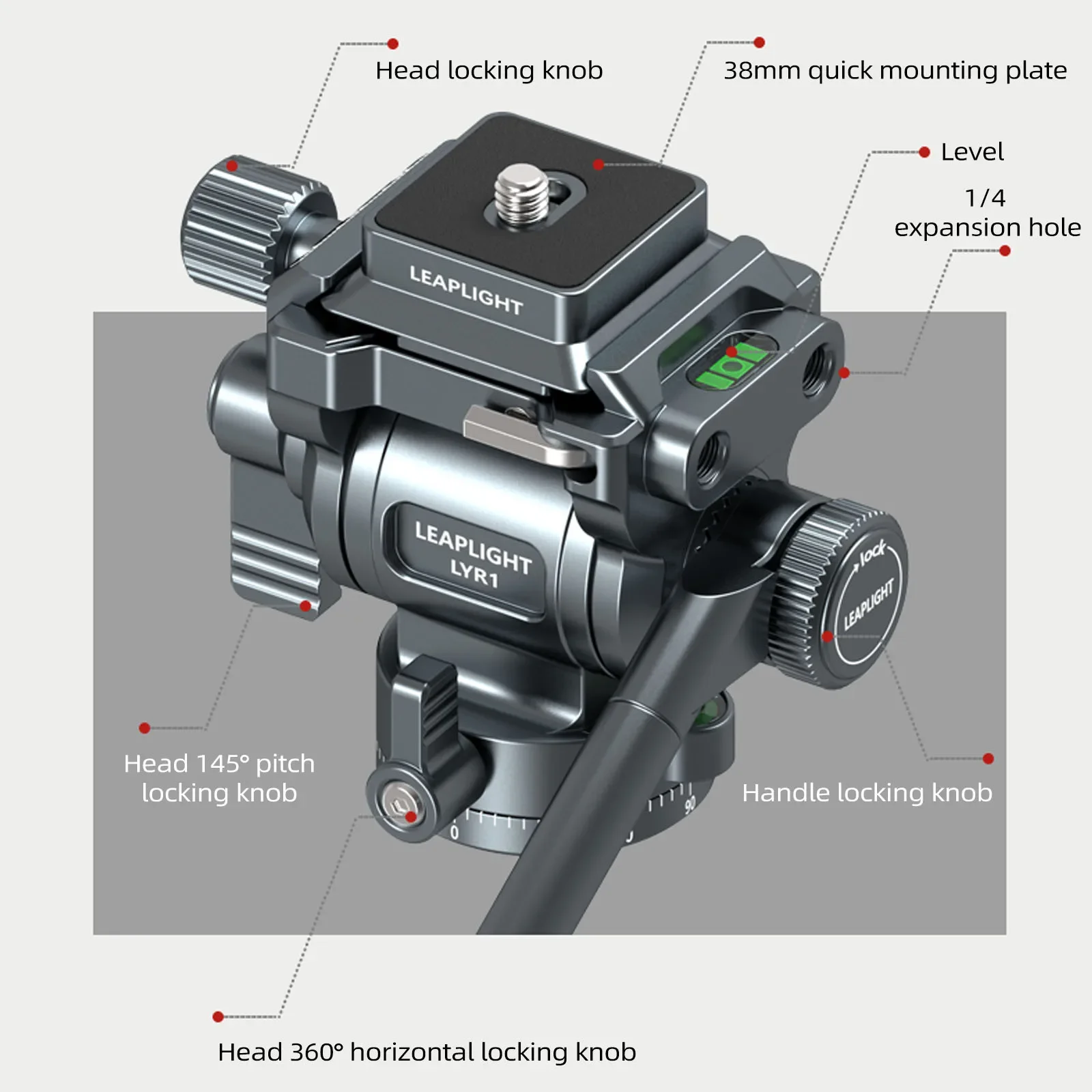 Hydraulic Ball Head Double Panoramic Multi-functional With Handle Quick Release Plate Tripod Head For Camera Phone