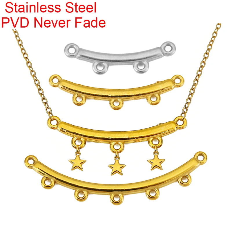 10pcs 2 3 4 5 Loops Stainless Steel Pendants Connectors Clasps PVD Never Fade Pinch Clip Bail Bracelet Findings Jewelry Making
