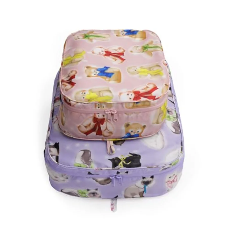 

Large Packing Cube Set with Fancy Animals Pattern Lightweight Polyester Fabric Multicolor Design Compact Storage and Easy Organ