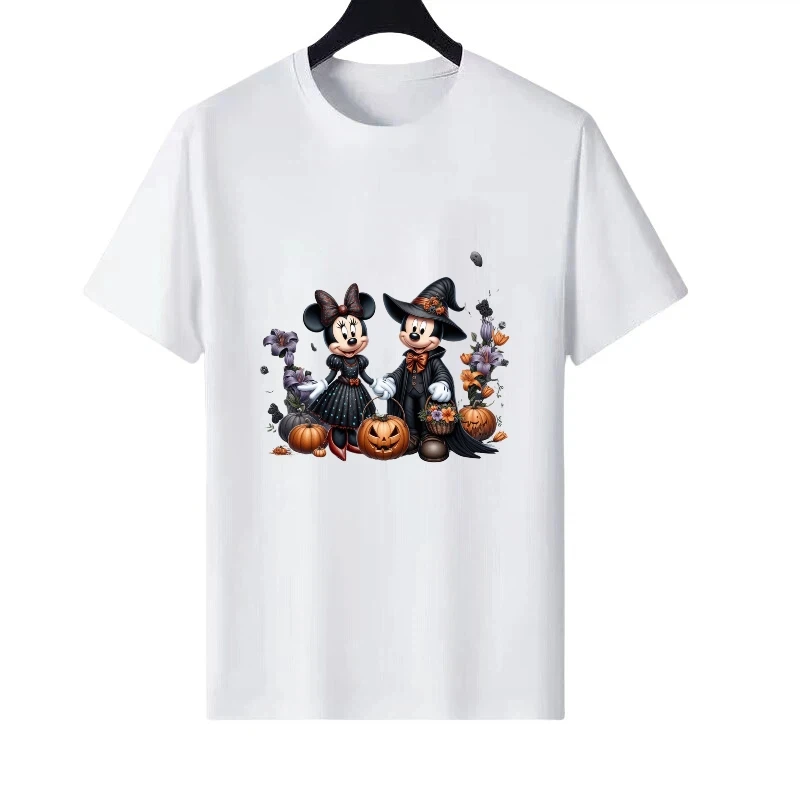 ديزني ميكي ماوس الأسود الصيف امرأة الوالدين والطفل الملابس فضفاضة السيدات رخيصة Y2k قصيرة الأكمام تي شيرت الرجال بلوزات