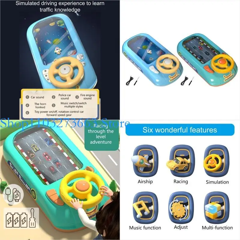 

R6fe Toddler имитируют игру на гоночной автомобиле с музыкой и светом музыкальные рулевые колес