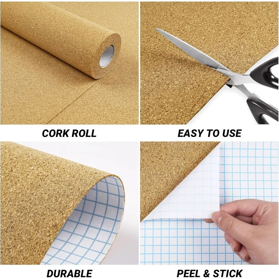 لفة بطانة رف الفلين ذاتية اللصق متعددة الأغراض لقياس 3 أقدام × 10 أقدام مثالية لخزائن المطبخ وأدراج الكونترتوب #6