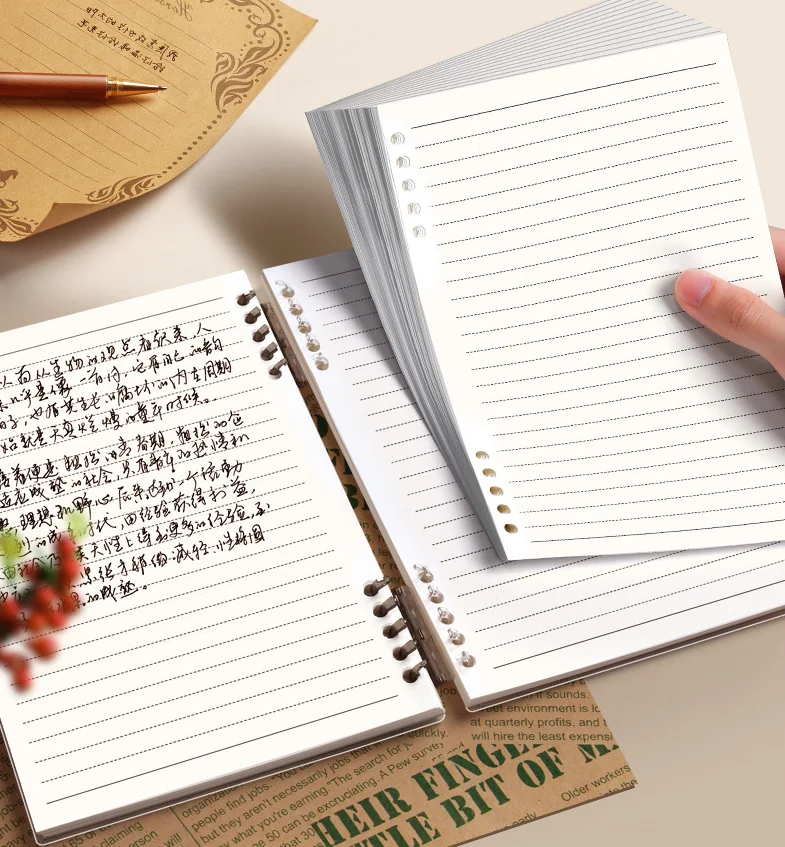 1Pack B5 Simple Portable Detachable Notebook Button Loose-leaf Notepad or Work, School and Journal 60 pages