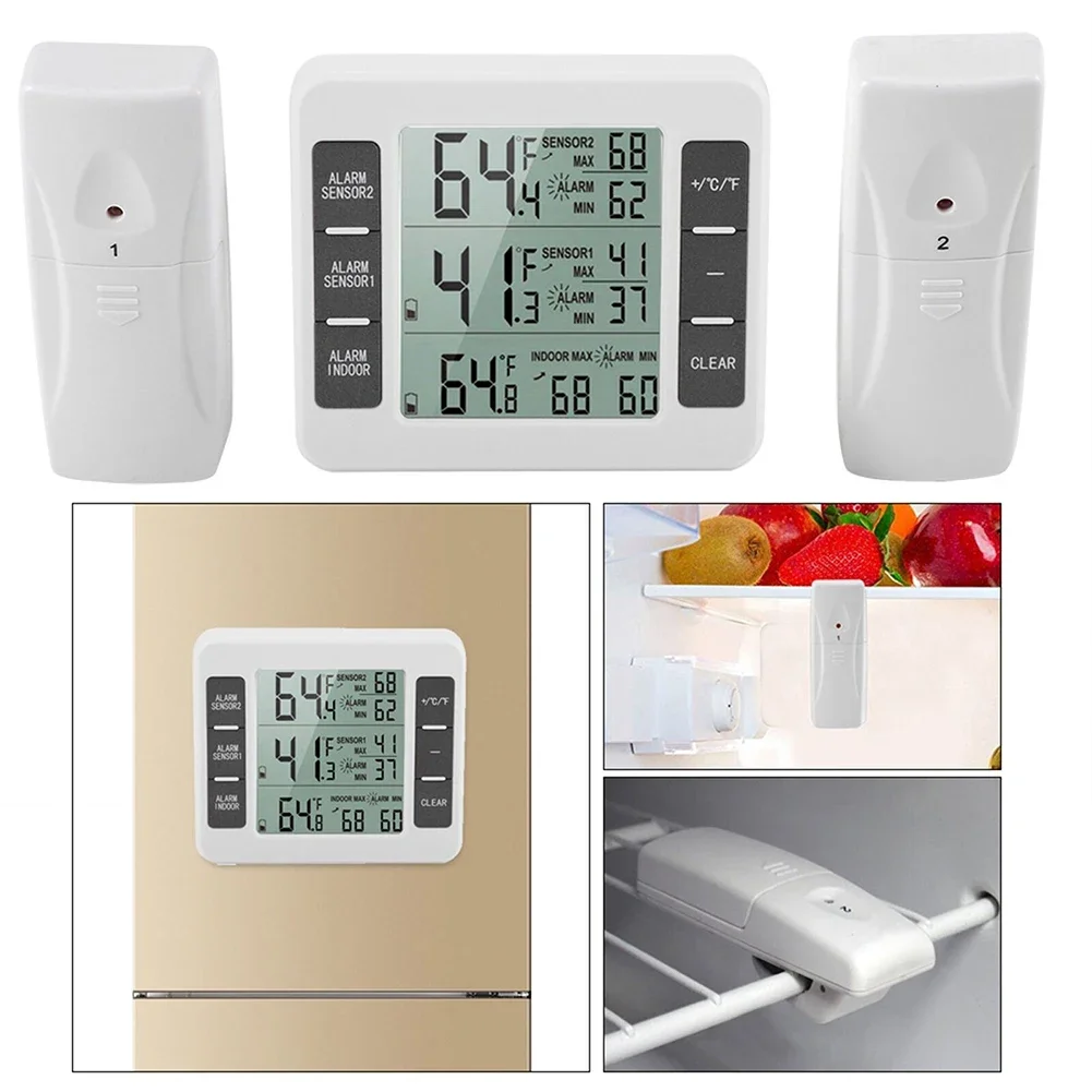 Reliable Wireless Thermometer with Freezer Alarm Indoor and Outdoor Temperature Monitoring Long Transmission Range