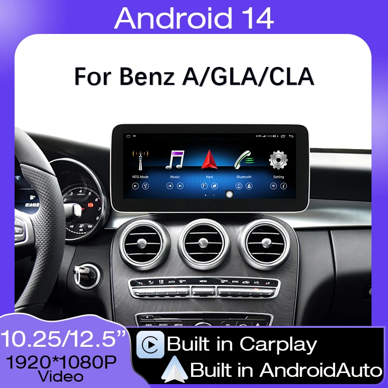 

Android 14 For Mercedes Benz A Class-W176 CLA-C117 GLA-X156 Auto Video Car Multimedia Player Stereo Screen Carplay GPS Navi 4G