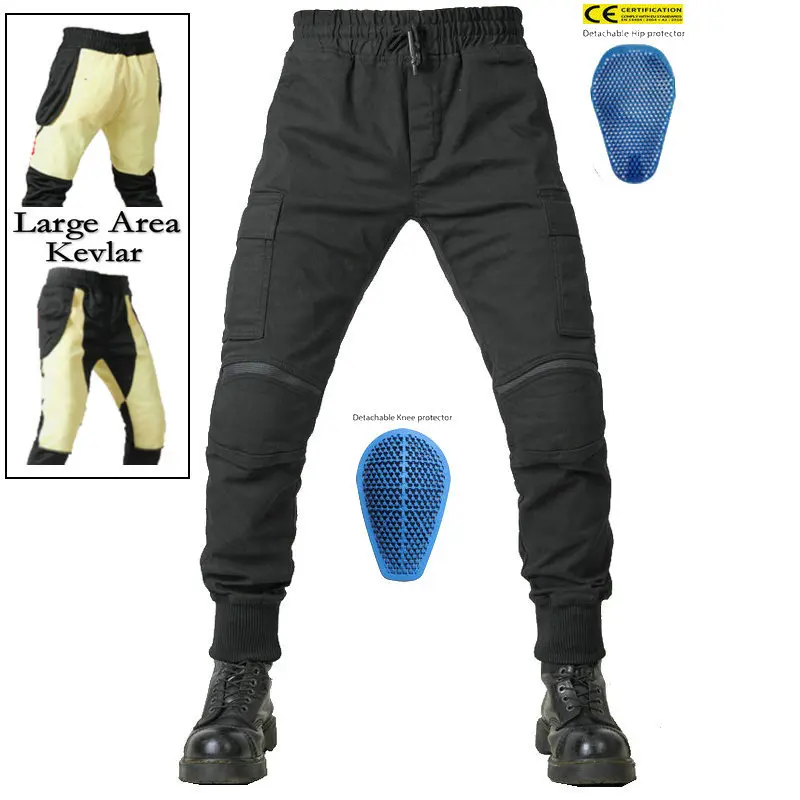 Motorcycle Riding Jeans Pants Soft And Casual Inset Gear Wear-resistant Fireproof Kevlar Protective Layer On Hips And Knees