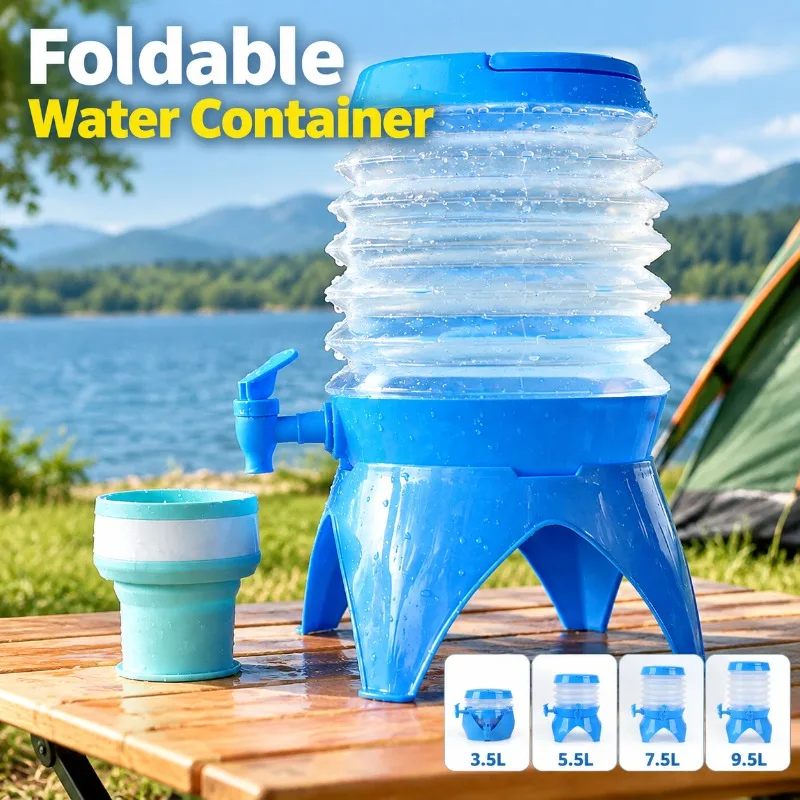 Collapsible Car Water Jug Portable Outdoor Camping Travel Liquid Storage Vessel with Tap for Drink Beer Beverage Retractable