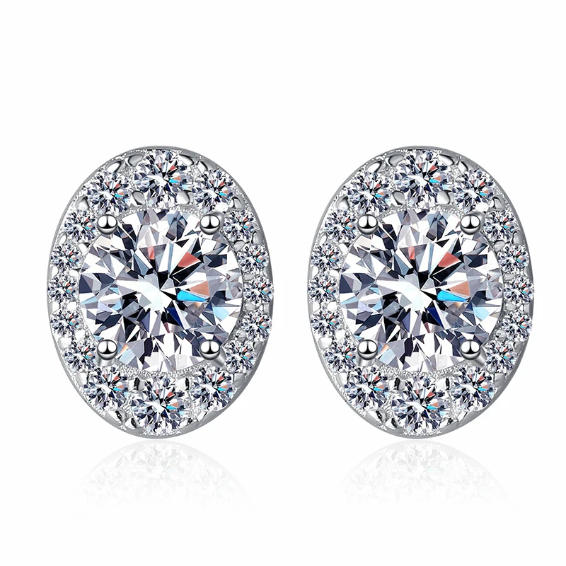 Smyoue 1cttw D Color Moissanite Stud Earrings for Women Oval Design Sparkling Lab Diamond 925 Sterling Silver Jewelry Wholesale