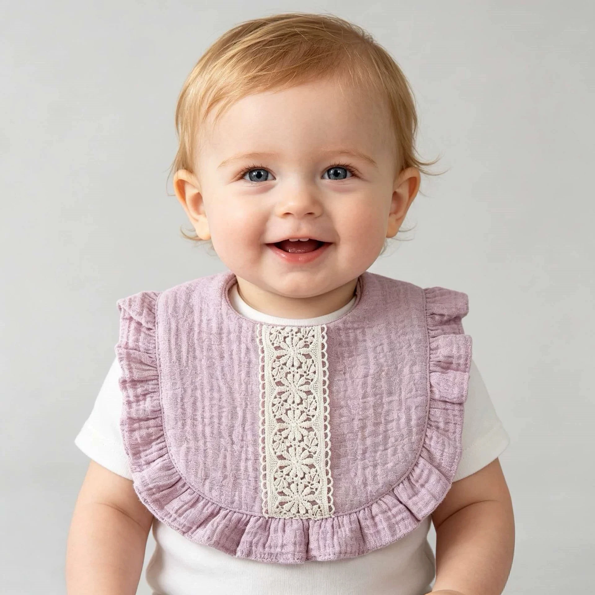 New Crochet Lace Baby Cute Ruffle Edge Saliva Towel Kids Feeding Anti Dirty Bibs Infant Burp Cloth Newborn Gift Set Accessories