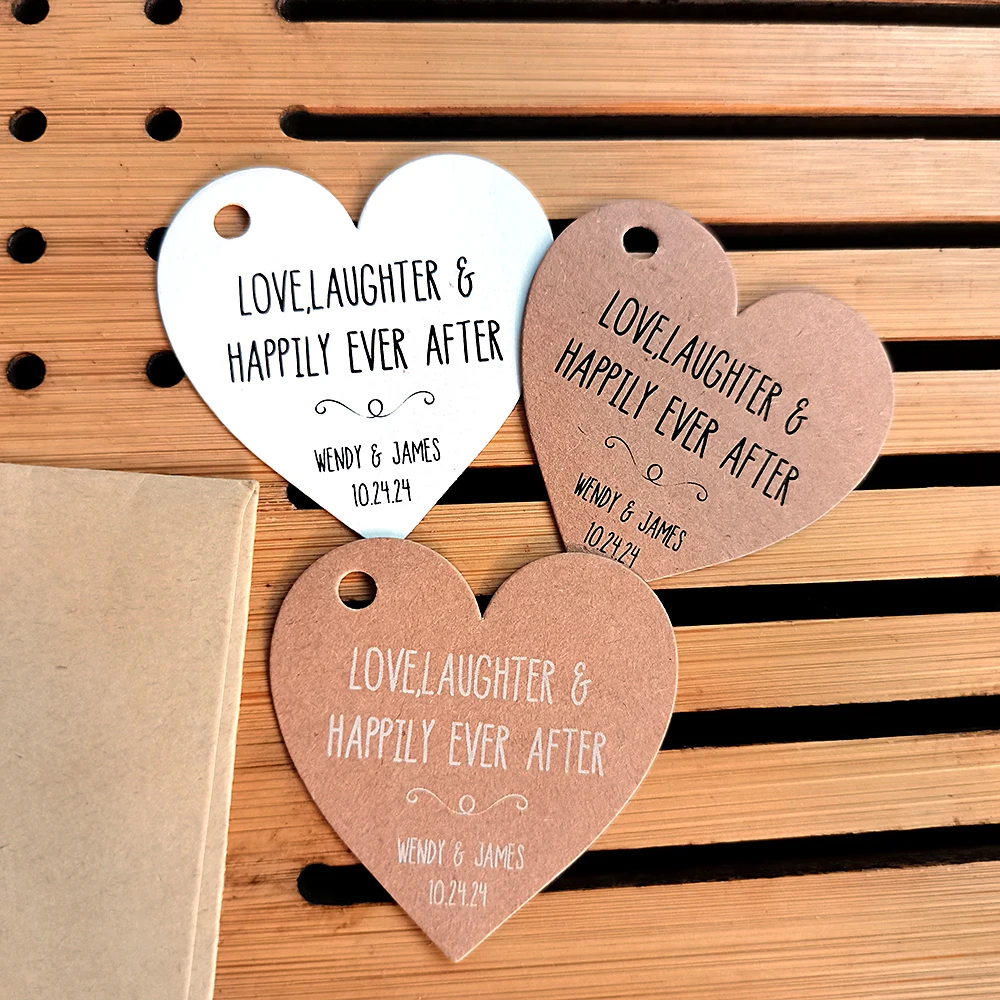 #7 100pcs 4.5x4.5cm Wedding Invitations Kraft/White Paper Label Heart Shape Wedding Favor Tags Customization Custom Brand