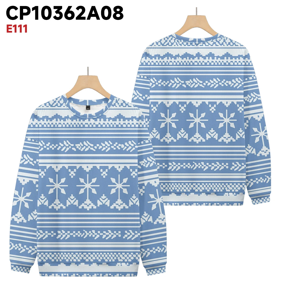 New autumn and winter fashionable sweater with baby blue print warm men's and women's styles