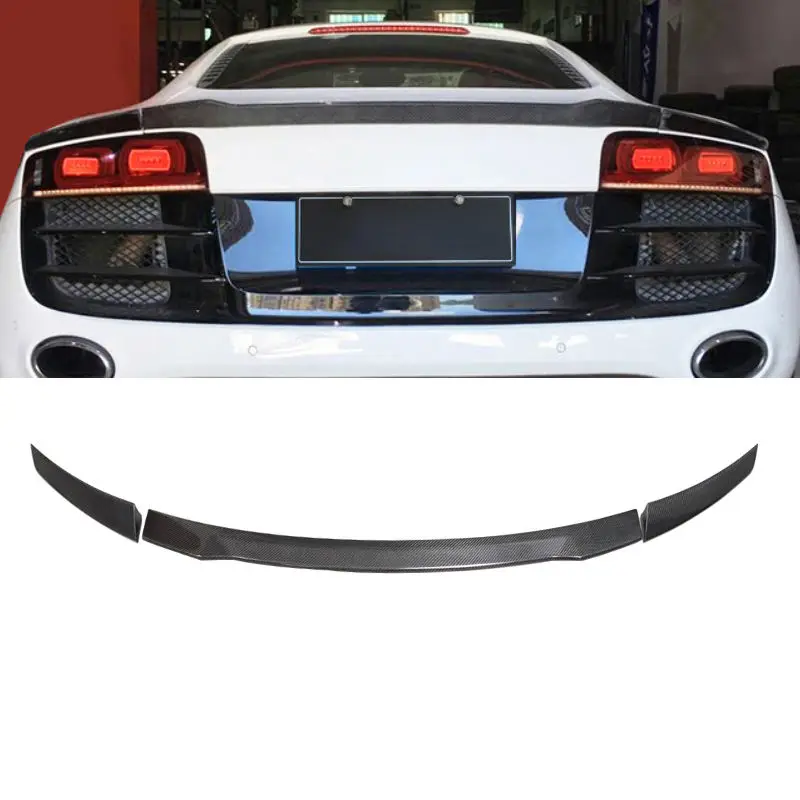 

R8 3pcs Carbon Fiber Rear Spoiler Wing For Extension Audi R8 Gen1 2008-2015, 100% Tested Well