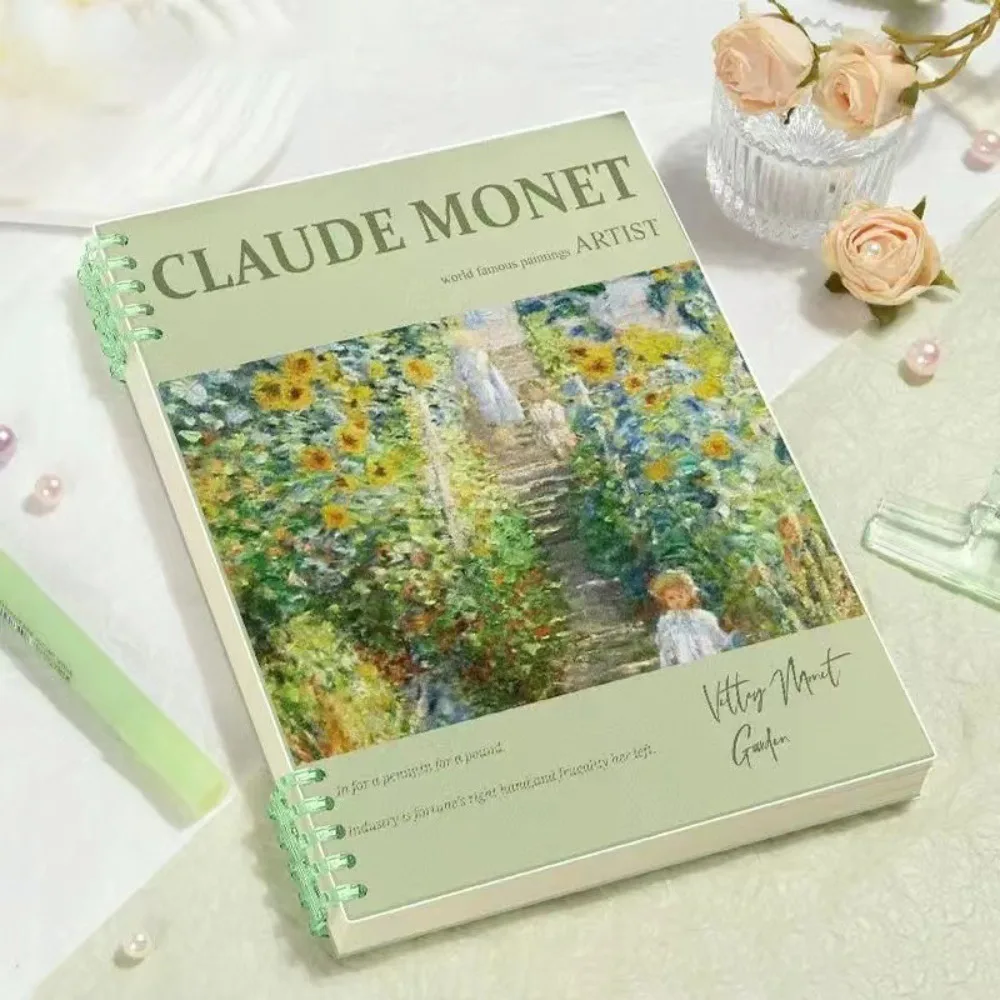 Monet Oil Paint A5 Loose-leaf Notebook Horizontal Line Detachable Core Spiral Bound Notebook 80 Sheets Smooth Writing