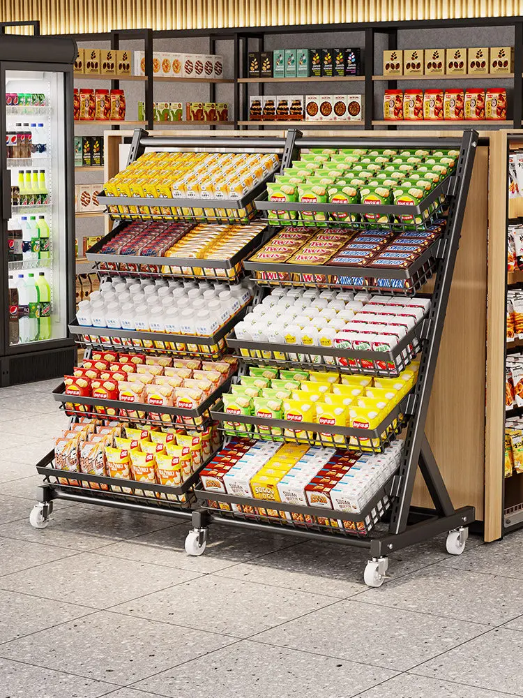 snack shelves, supermarkets, small food and beverage display basket racks, convenience stores, fresh food stores, widened cart
