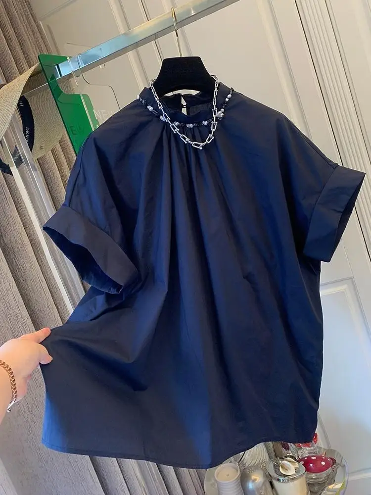 

Blouses Women 2025 Summer New Causal Half Puff Sleeve Shirts Fashion Pullover Tee Solid Color Ladies Tops