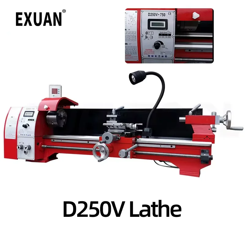 

Mini high-Precision DIY Shop Benchtop Metal Lathe Tool D250V Small Lathe Machine Metalworking 750w Spindle Diameter 26 (mm)