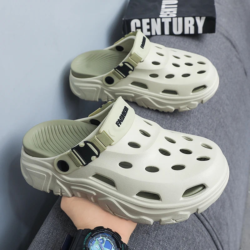 

Мужские и женские летние нескользящие тапочки двойного назначения на толстой подошве с носком, мужские повседневные пляжные сандалии