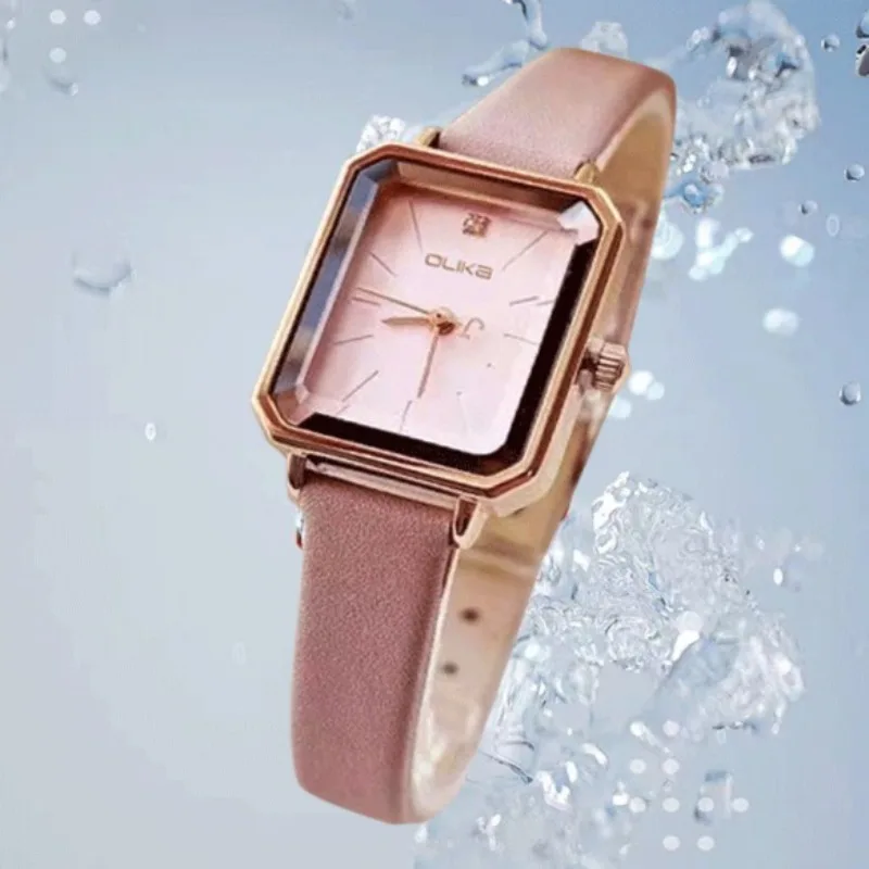 موضة جديدة رائجة البيع ساعة نسائية مربعة صغيرة الطلب مقاوم للماء ساعة كوارتز كاجوال للسيدات كورية #5