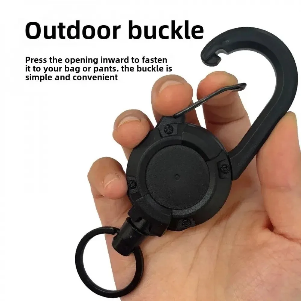 Steel Wire Easy Pull Buckle High Rebound Telescopic Keychain Outdoor Hiking Anti-theft Buckle Camping Fishing Luya Accessories