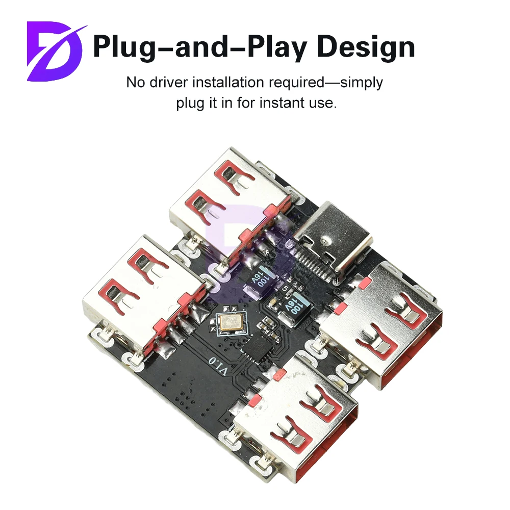 

XL334P4 4-Port Controller Expansion Module USB Hub Expansion Dock Motherboard USB 2.0 to 4-Channel Splitter Type-C Interface