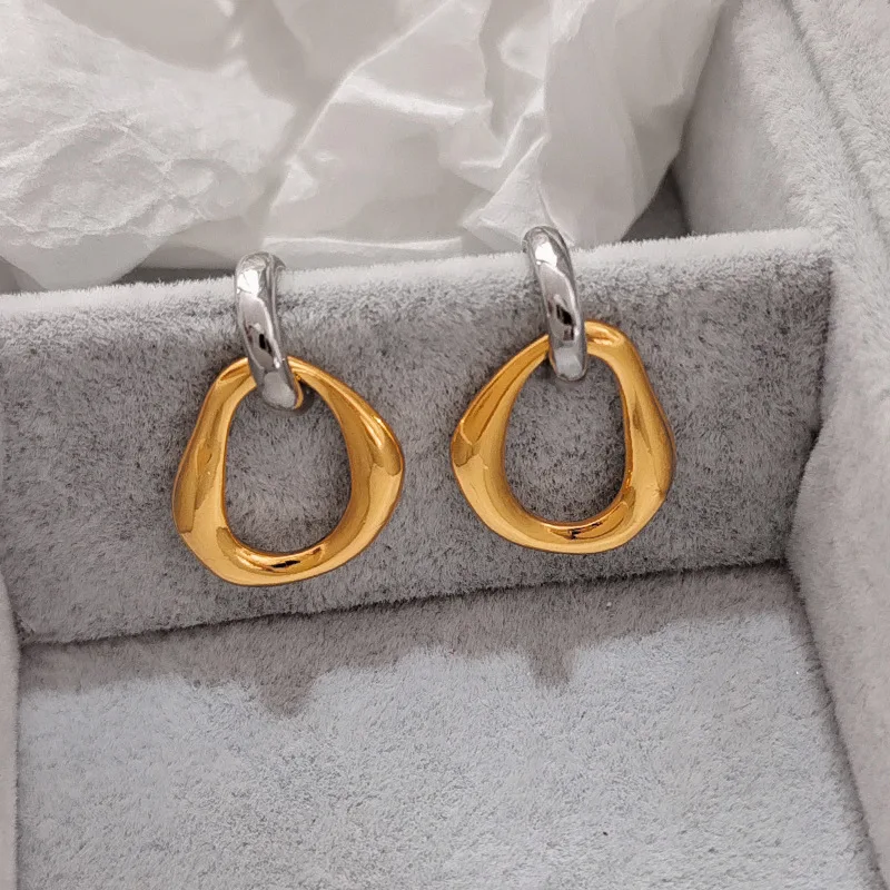 Fashion Two-color Irregular Earrings For Women Metal Combination Earrings Are Available In Two Ways To Wear Party Daily Jewelry image 5