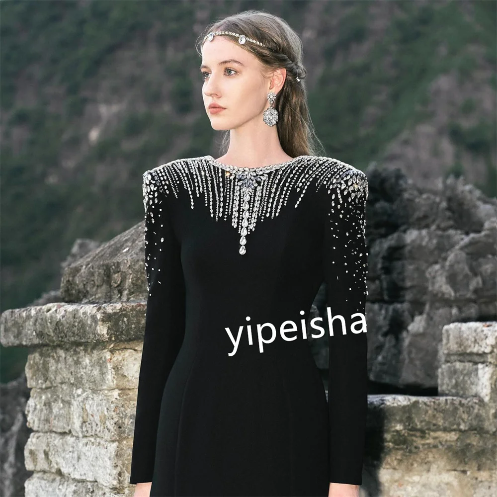 Jersey personalizado beading plissado praia jóia reta sob medida vestido de ocasião vestidos midi