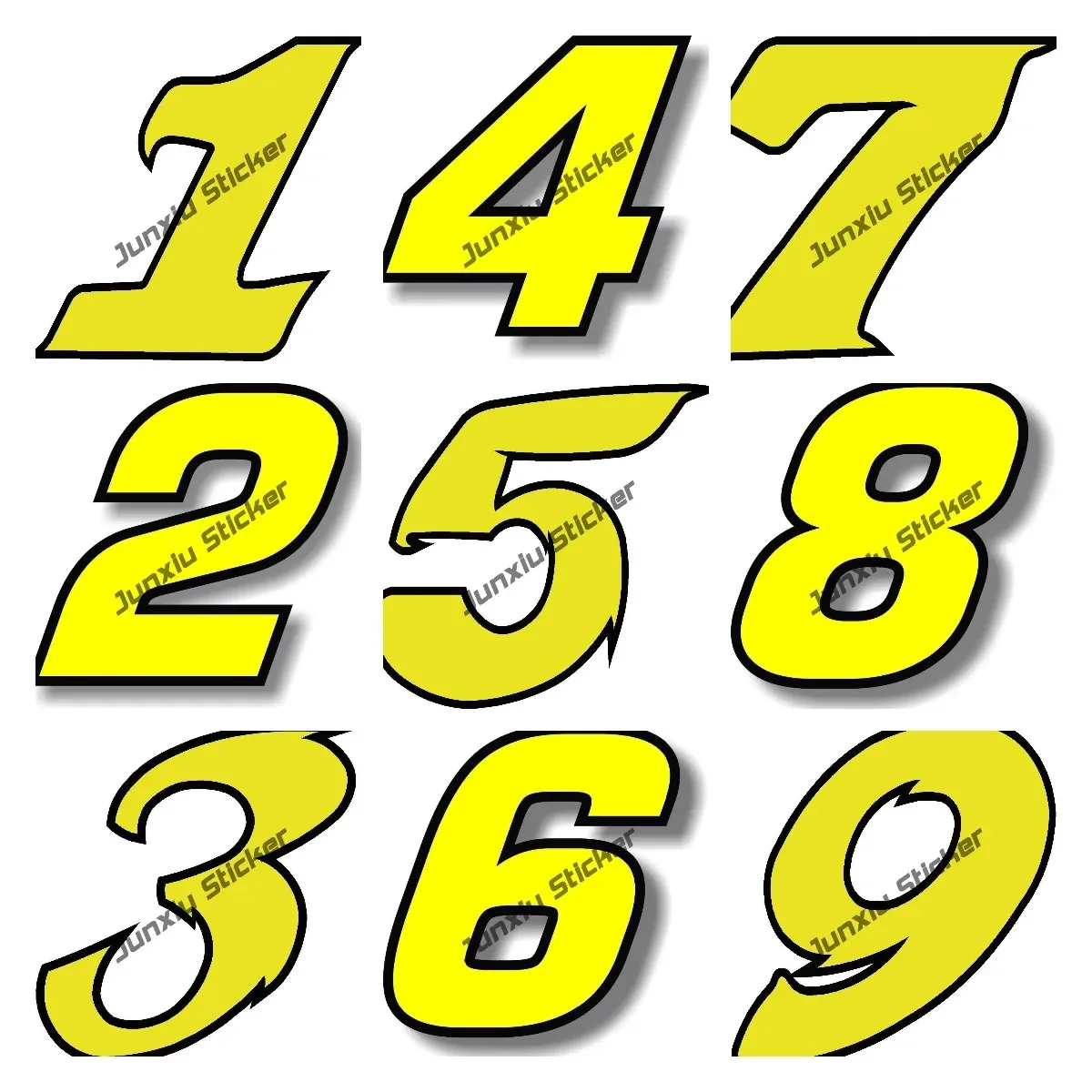 

Yellow Number with Black Border Art Car Sticker High Quality Waterproof Die Cut Decal for Car Phone Bumper Guitar Truck Window