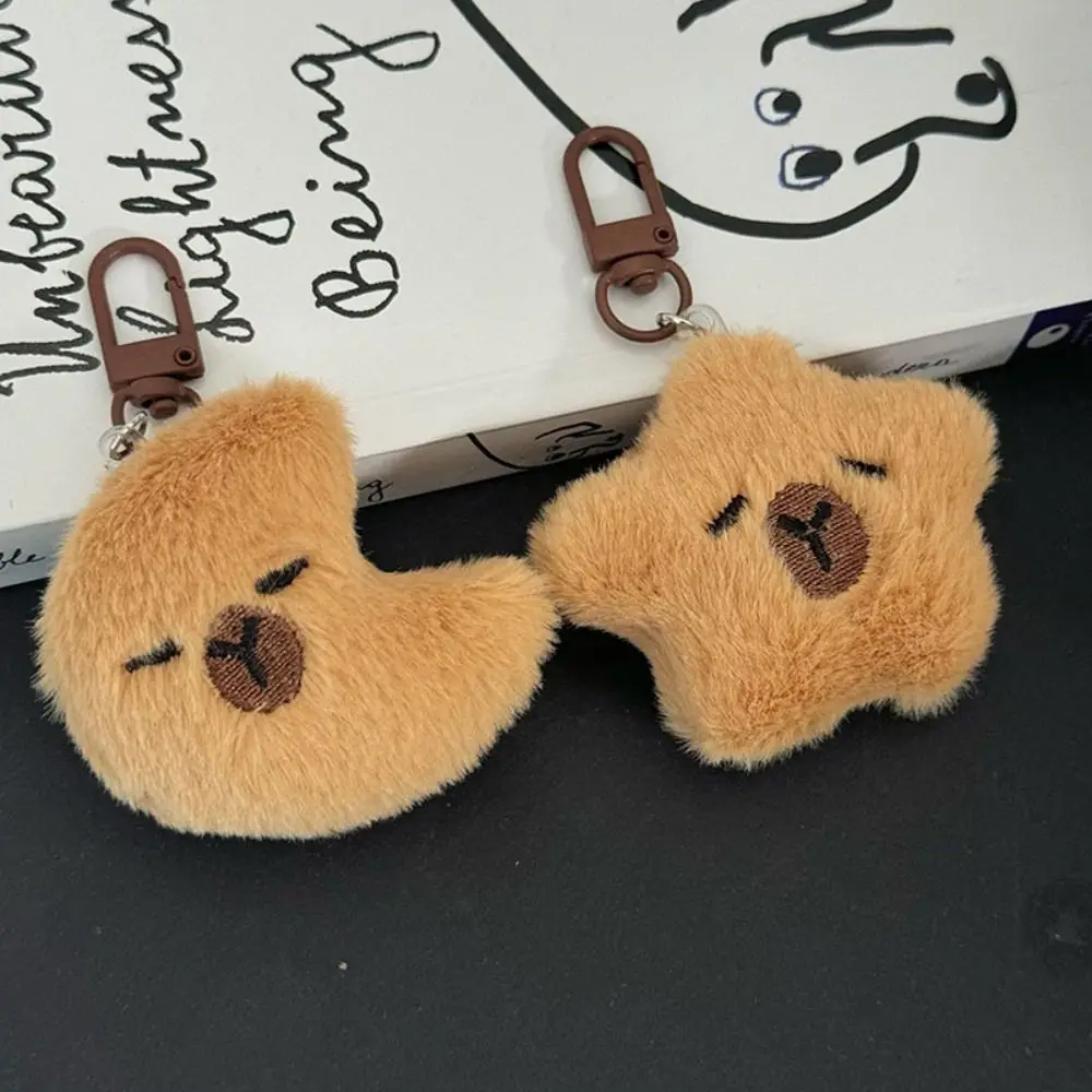 Star Moon Capibala Plush Keychain Soft Stuffed Cartoon Capybara Doll Plush Keyring Simulation Chirping Kapibara Pendant