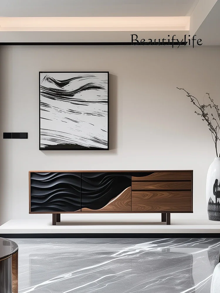 

Y Italian Minimalist TV Cabinet All Solid Wood High-end Furniture Household Small Apartment Living Room Floor Cabinet