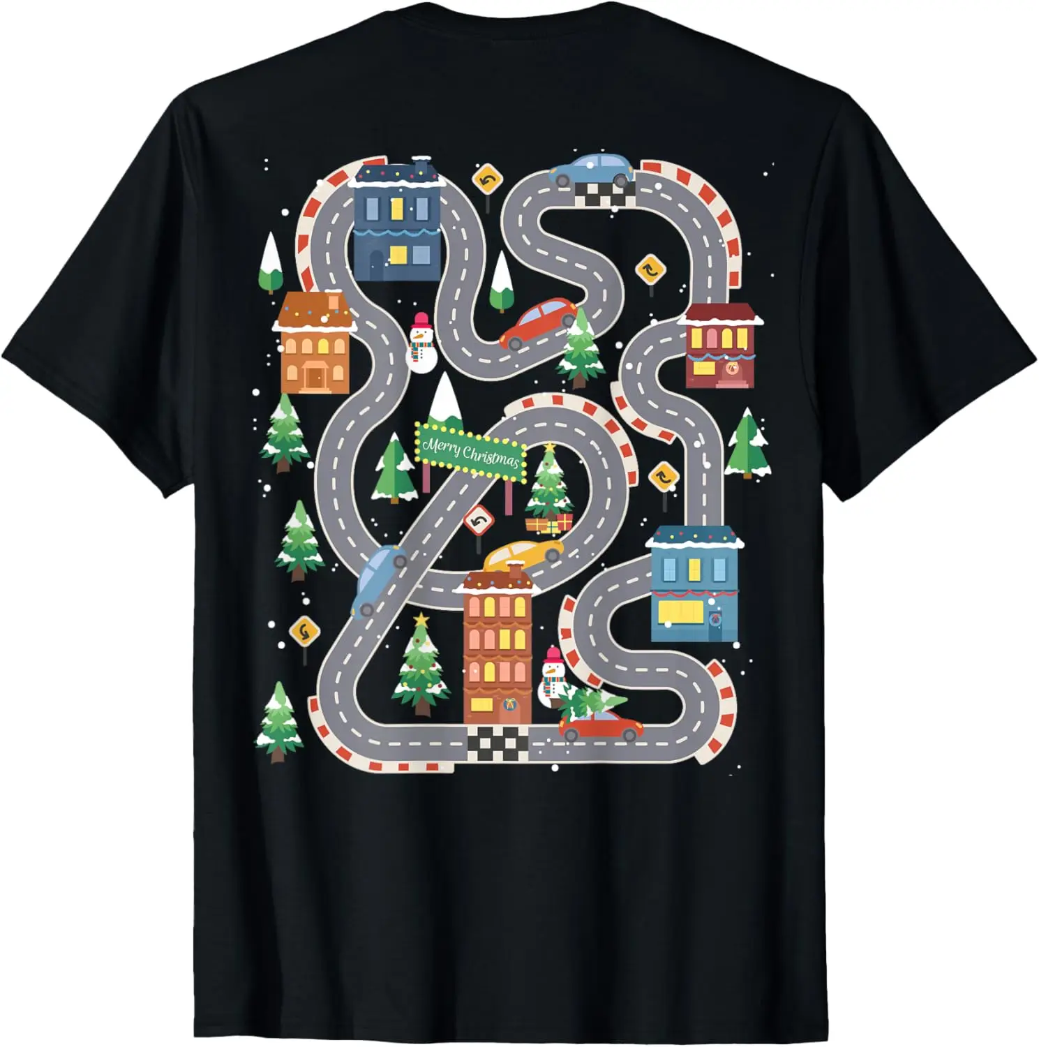 Christmas Playmat Car Race Track On Back, Daddy car T-Shirt