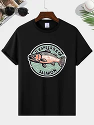 100% polyester fish print short sleeved fashionable casual twill men's T-shirt