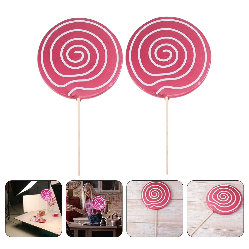 2 Pcs Large Candy Props Pretend Simulation Lollipop Marshmallow Decorative Model Child Food Models