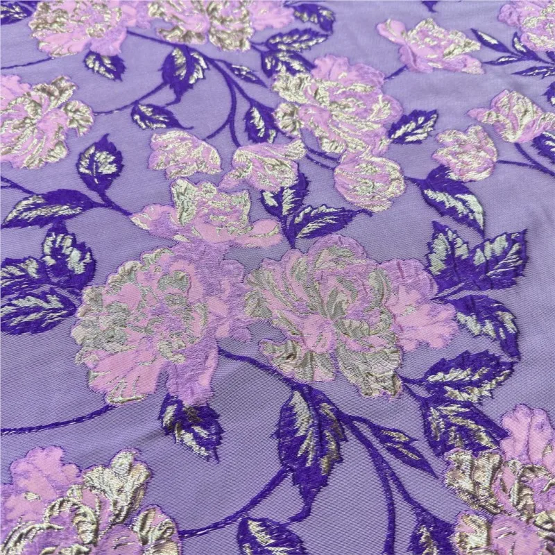 Golden thread flower relief three-dimensional jacquard women's clothing fabric puffy skirt trench coat and evening dress fashion