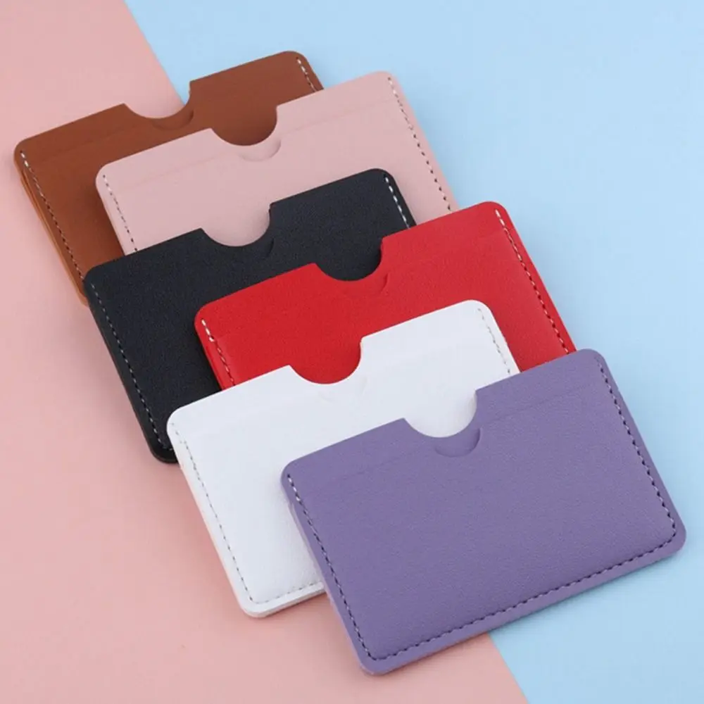 Casual PU Leather Thin Card Bag Purse Mini Wallet Card Holder Korean Style Solid Color Women